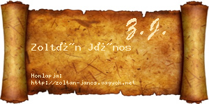 Zoltán János névjegykártya